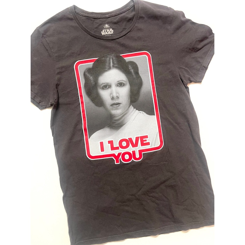 Disney Star Wars Princess Leia I Love You Graphic T-Shirt Black Small